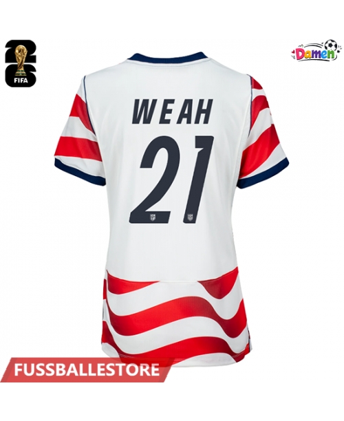Günstige Vereinigte Staaten Timothy Weah #21 Heimtrikot Damen WM 2026 Kurzarm